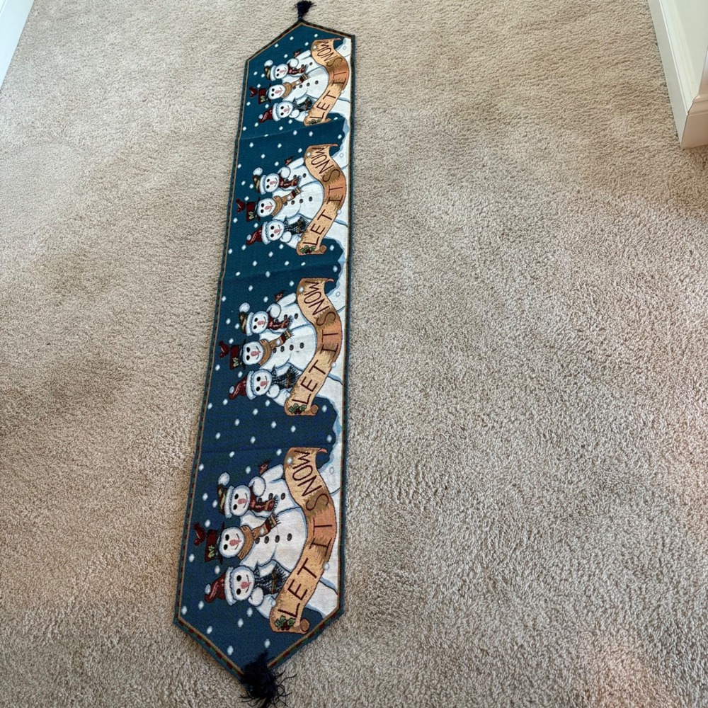 Snowman Winter Table Runner 71x13 Let‎ It Snow Winter Holiday Decor Tapestry